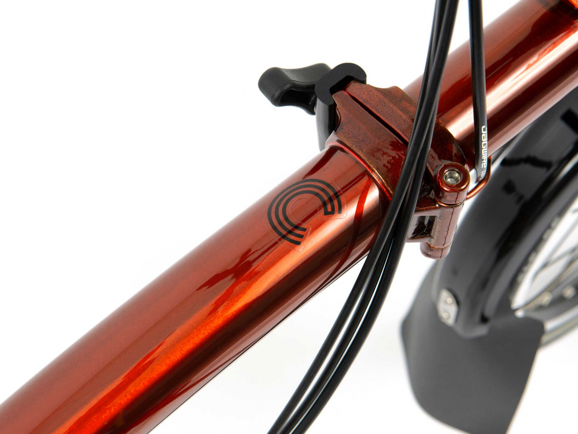 Brompton Electric C Line Explore Flame Lacquer H6L-mFLaq-rBKg-eFCB-AVY-SADW-REV-CEL-PM - Vlerick 